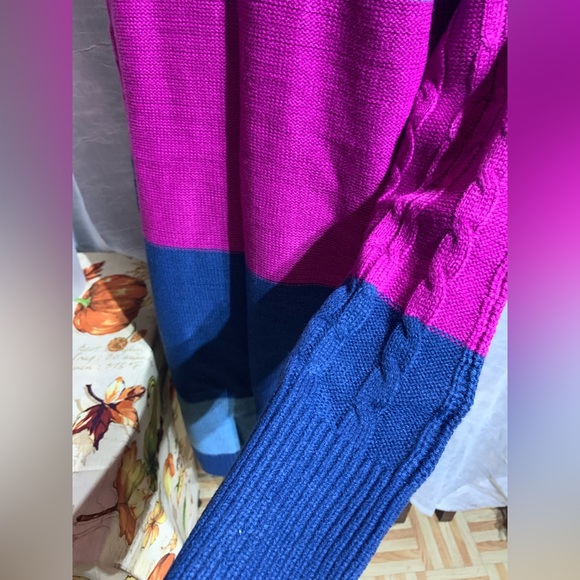 Lularoe Lauren Blue Color Block Sweater Dress - Picture 5 of 8